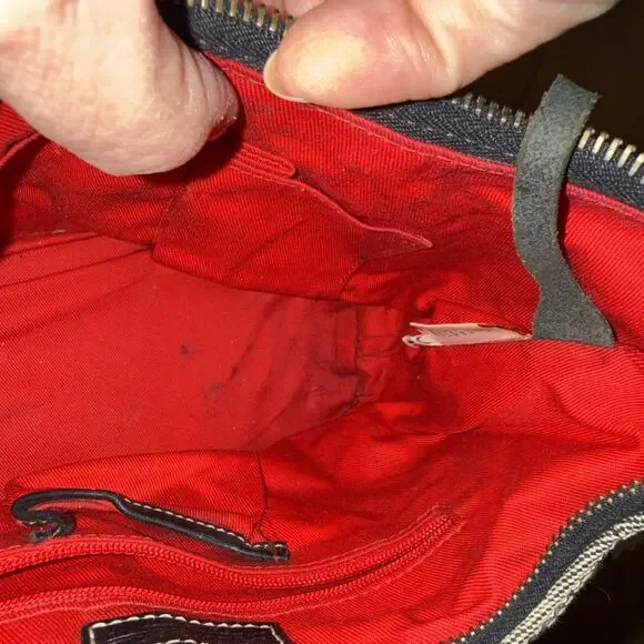 DOONEY & BOURKE SIGNATURE CLOTH & LEATHER SMALL HOBO BUCKET HANDBAG *NICE* - Picture 11 of 14